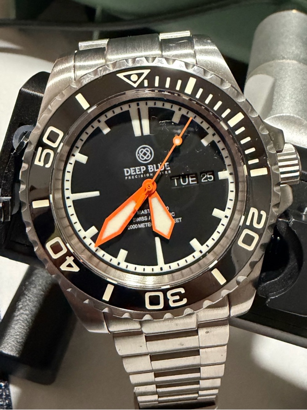 Deep Blue Master 2000 - Black Dial with Orange Hands